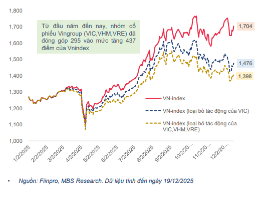Cổ phiếu nhà Vingroup “gánh” VN-Index, đóng góp 67% mức tăng năm 2025- Ảnh 2.