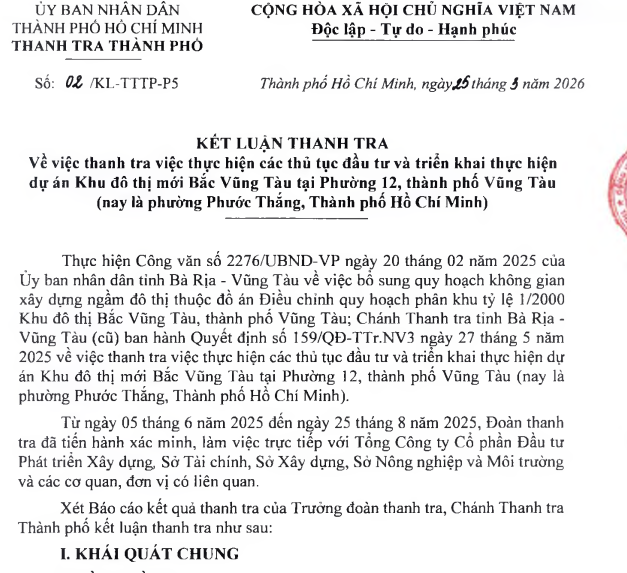 Thanh tra TP.HCM nói gì về dự án 18.000 dân ở Vũng Tàu 15 năm chưa khởi công?- Ảnh 2.