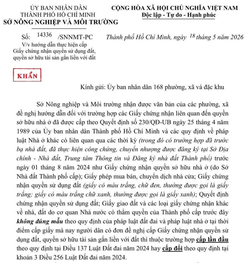 NÓNG: TP.HCM gửi văn bản khẩn về cấp sổ hồng, sổ đỏ cho giấy tờ cũ- Ảnh 2. NÓNG: TP.HCM gửi văn bản khẩn về cấp sổ hồng, sổ đỏ cho giấy tờ cũ- Ảnh 2.