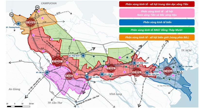 Quy hoạch Đồng Tháp 2030: Hé lộ vị trí 5 phân vùng kinh tế